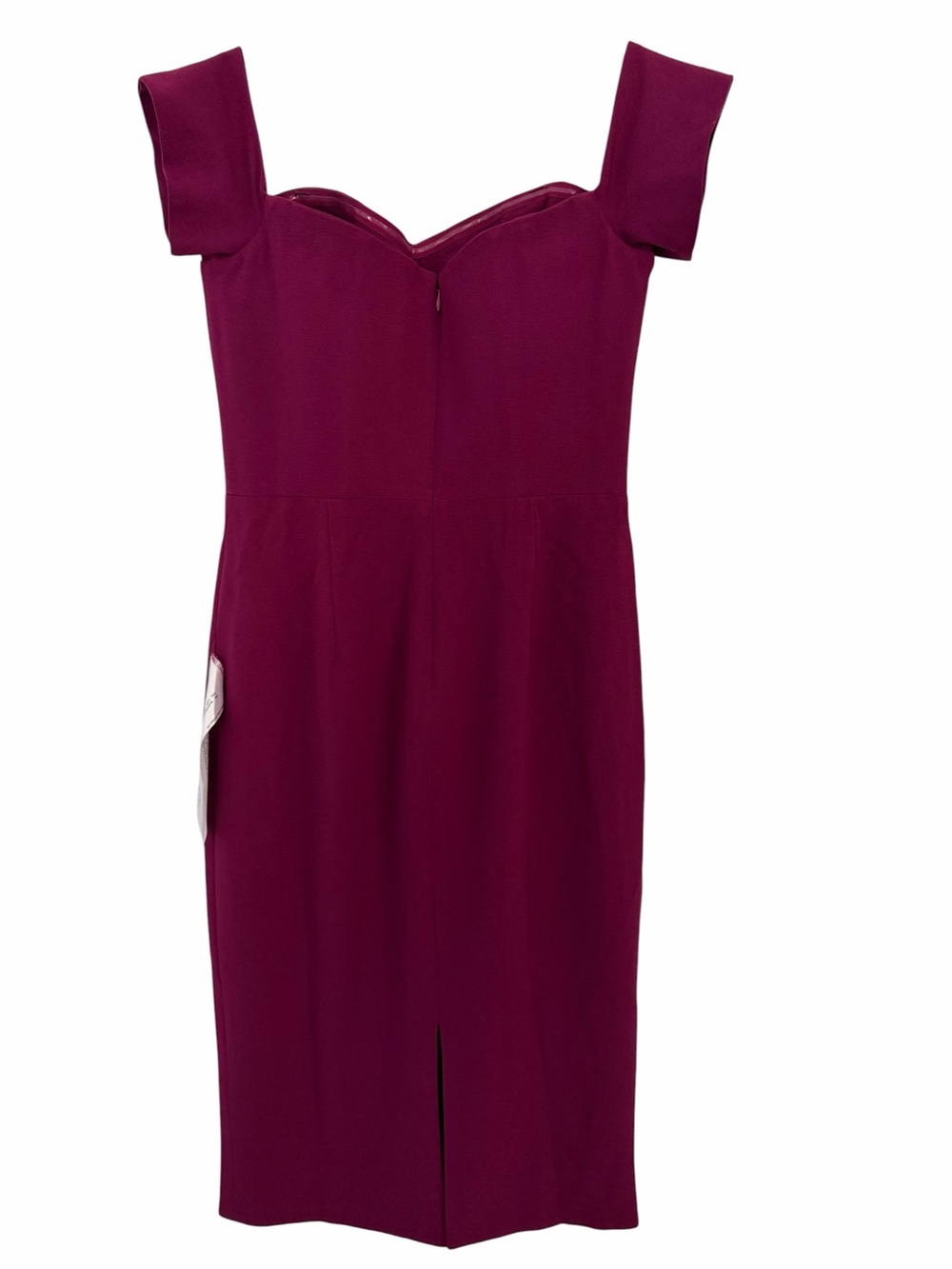 DRESS THE POPULATION Bailey Dress Off-Shoulder Bodycon Midi Dark Magenta M - Picture 11 of 11